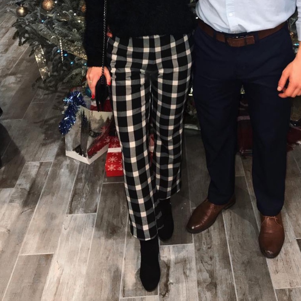 Gap Flare Crop Plaid Pants